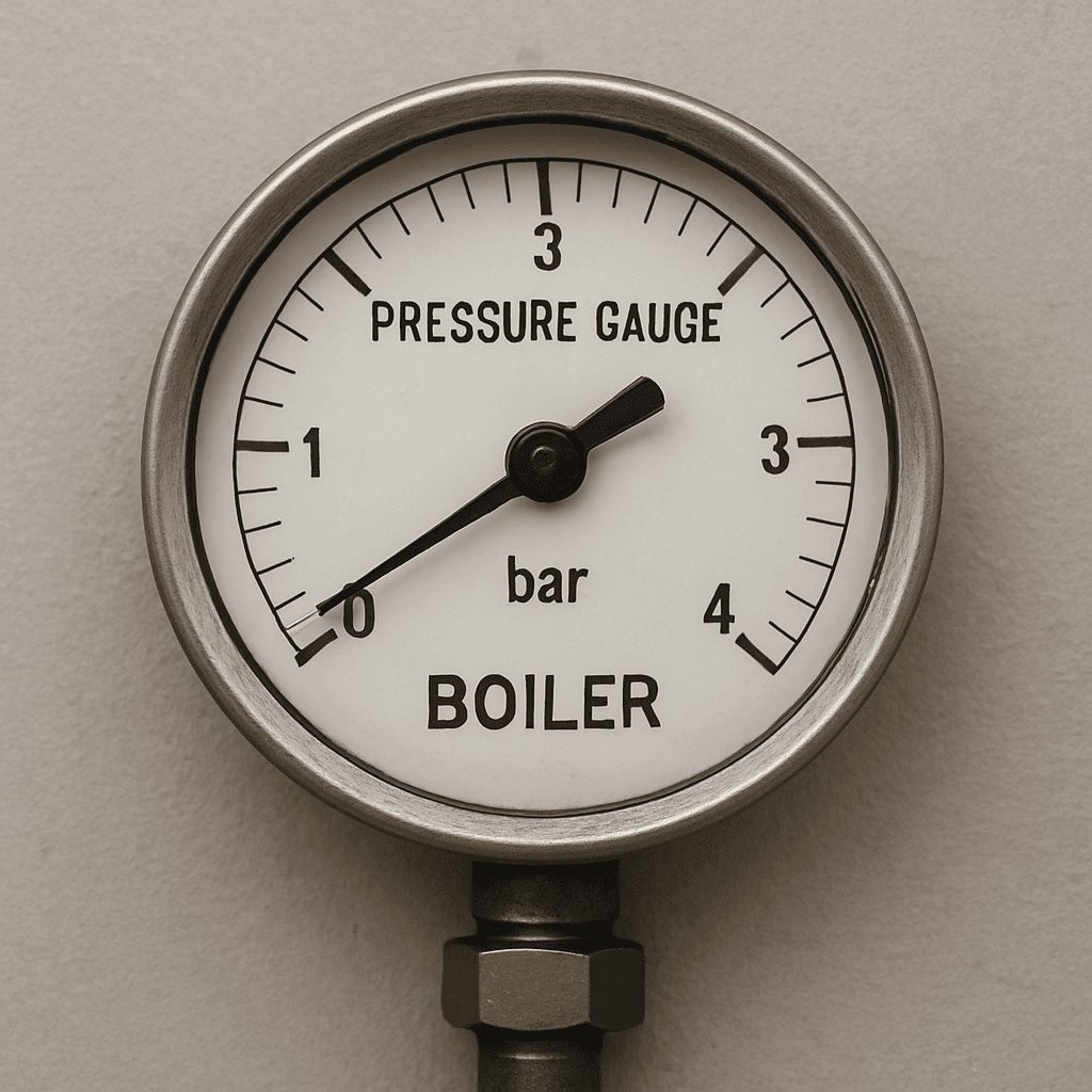 boiler pressure gauge showing zero