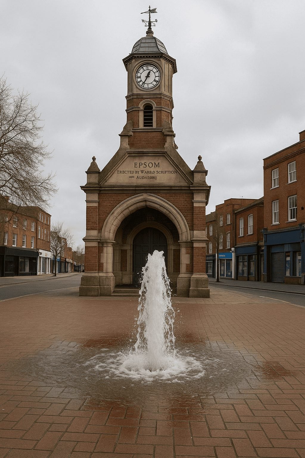 Water main burst near Epsom Clock Tower in Surrey