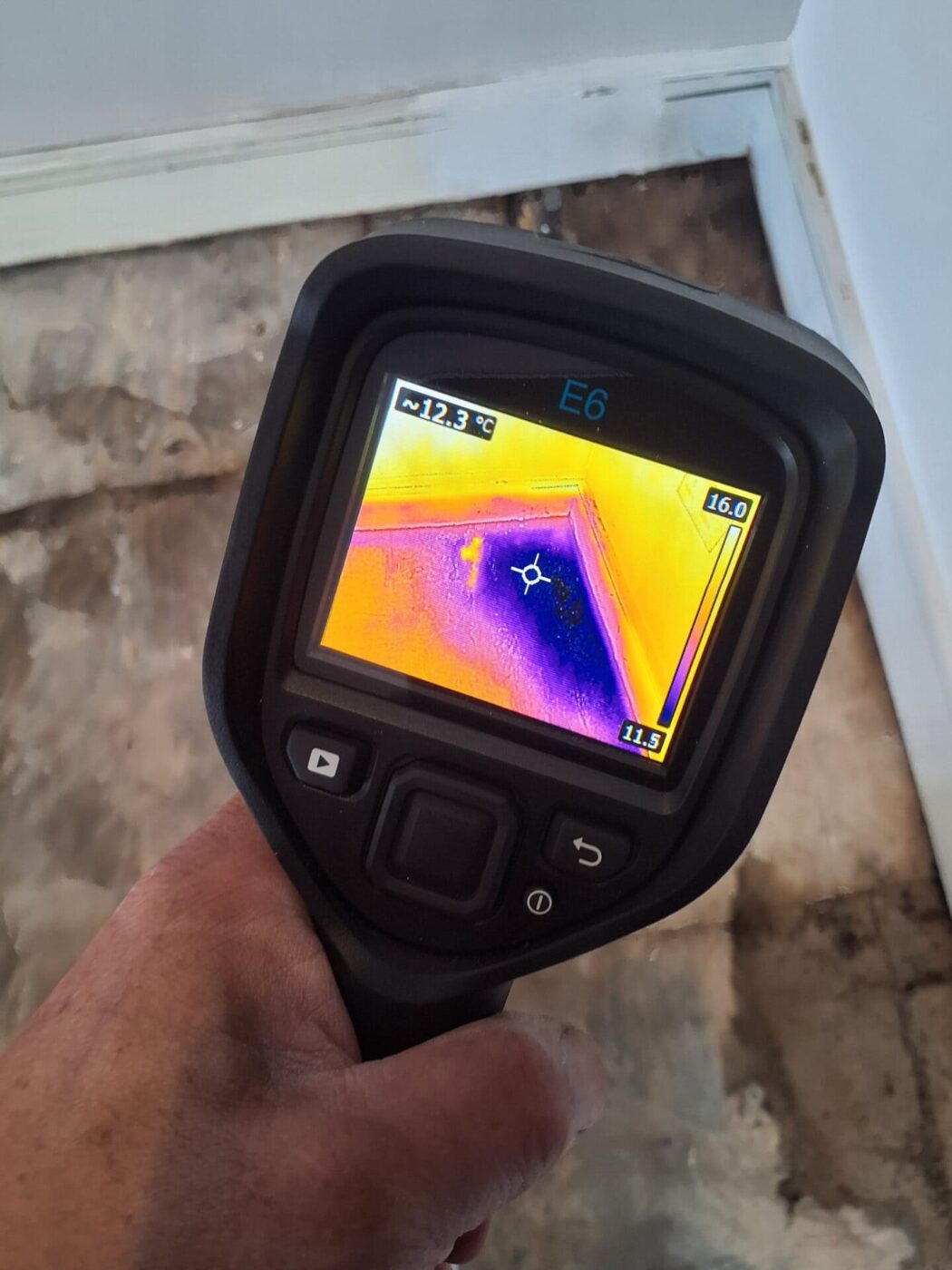 Thermal imaging used to detect hidden leak in floor during Leak detection