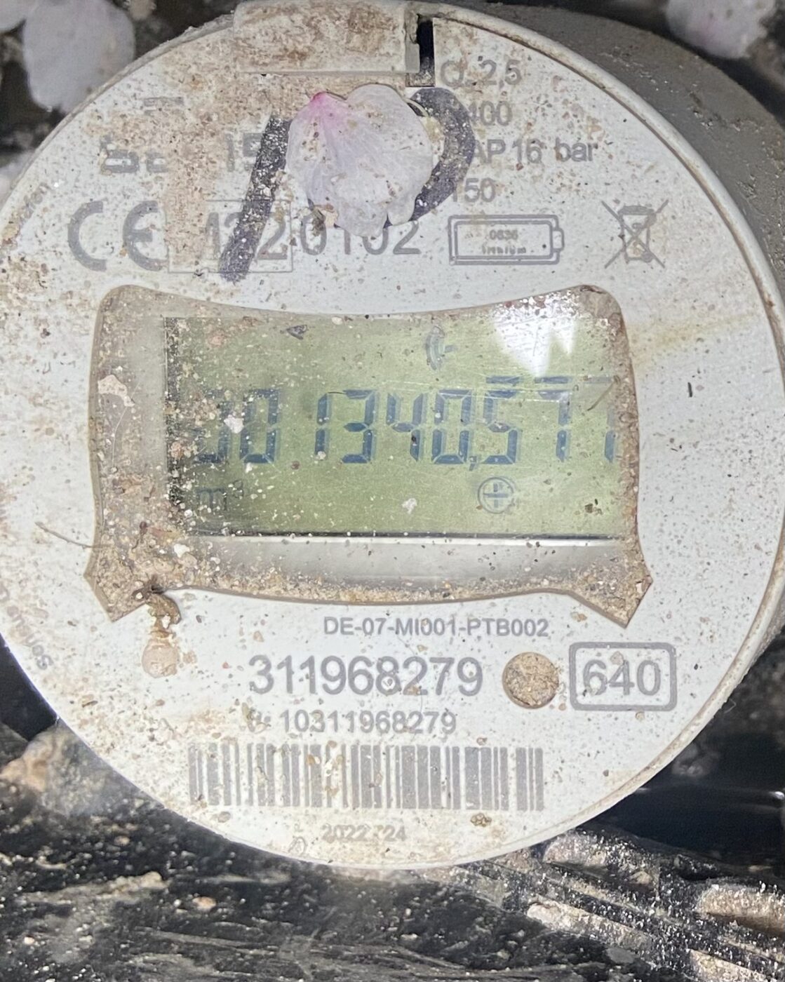 water meter showing plus sign meaning usage